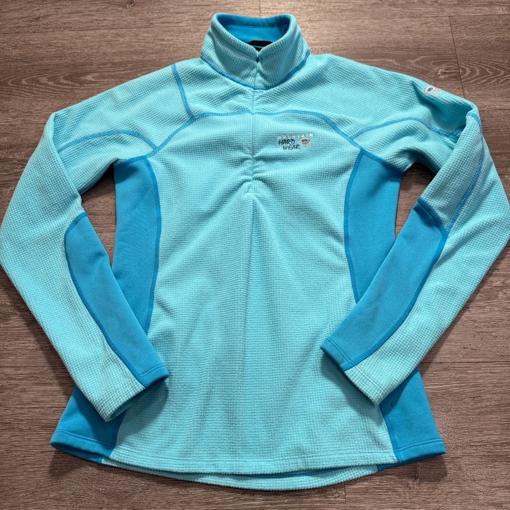 Mountain Hardwear‎ Fleece Jacket Womens Small Blue Polyester Waffle Knit OL3654